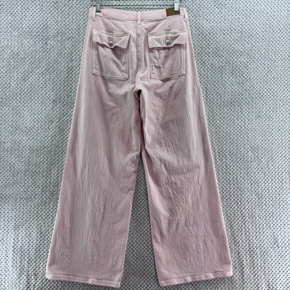 American Eagle Jeans Womens 8 Pink Cotton High Rise Wide Leg Patch Pocket - Picture 6 of 16